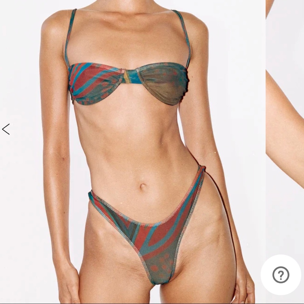 With Jean bikini top & bottom